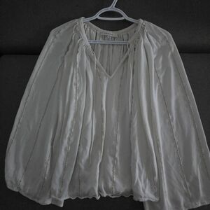 Frame Denim White Eyelet-Trim Peasant Tunic